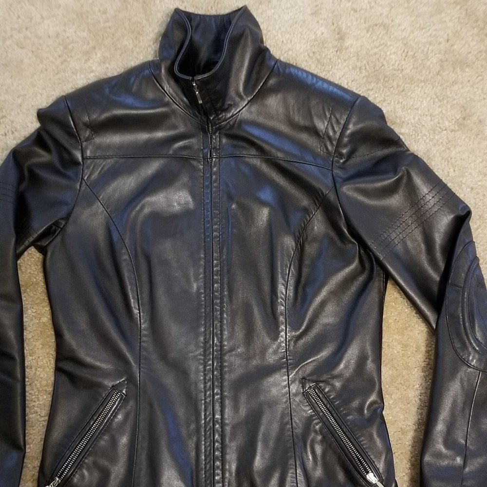 Black leather jacket size S